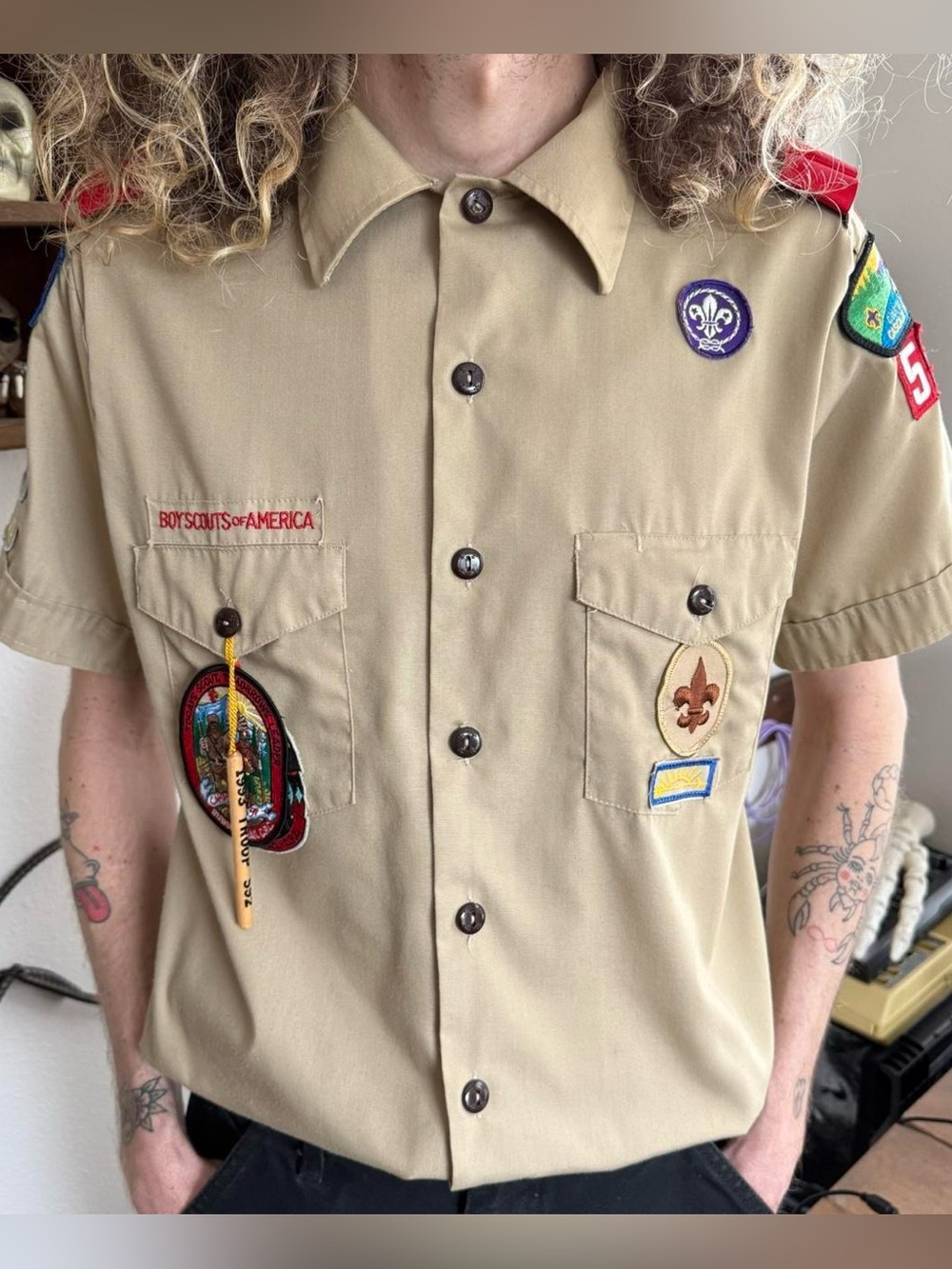 Vintage 90s Boy Scouts of America Button Down Shirt BSA ~ Size Medium
